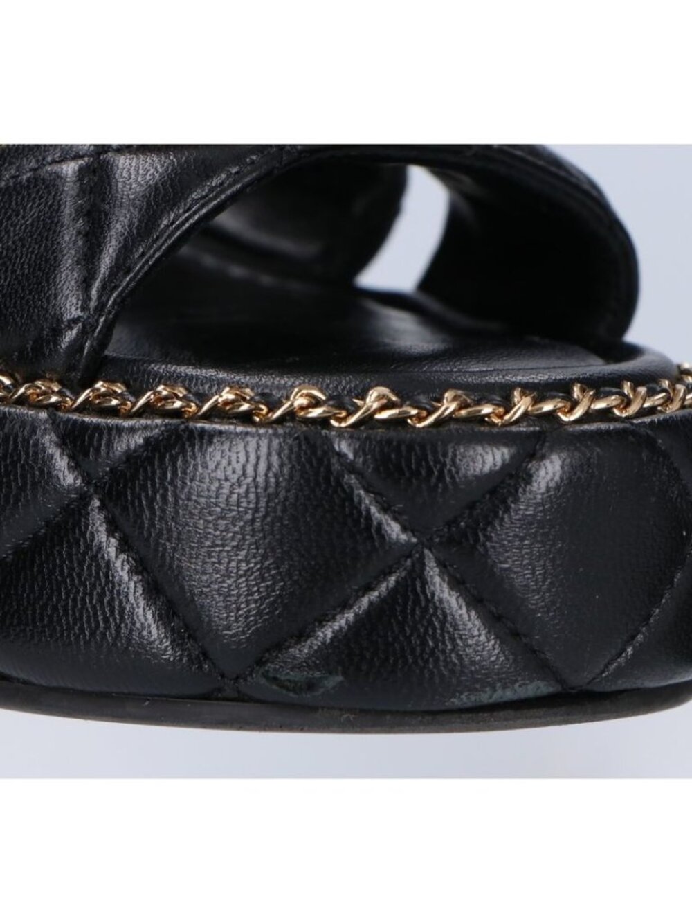 Chanel CC Logo Quilted Chain Platform Sandals 37 1 2C - Picture 11 of 12